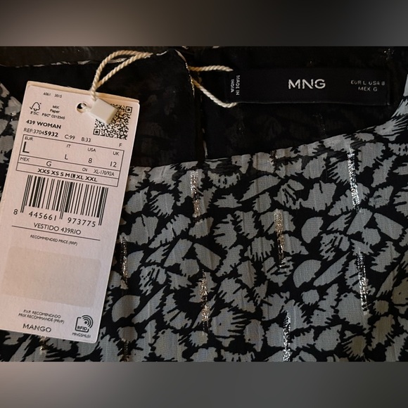 Chiffon Lined Dress with Silver Lurex and Floral Print Size 8 - Picture 6 of 8